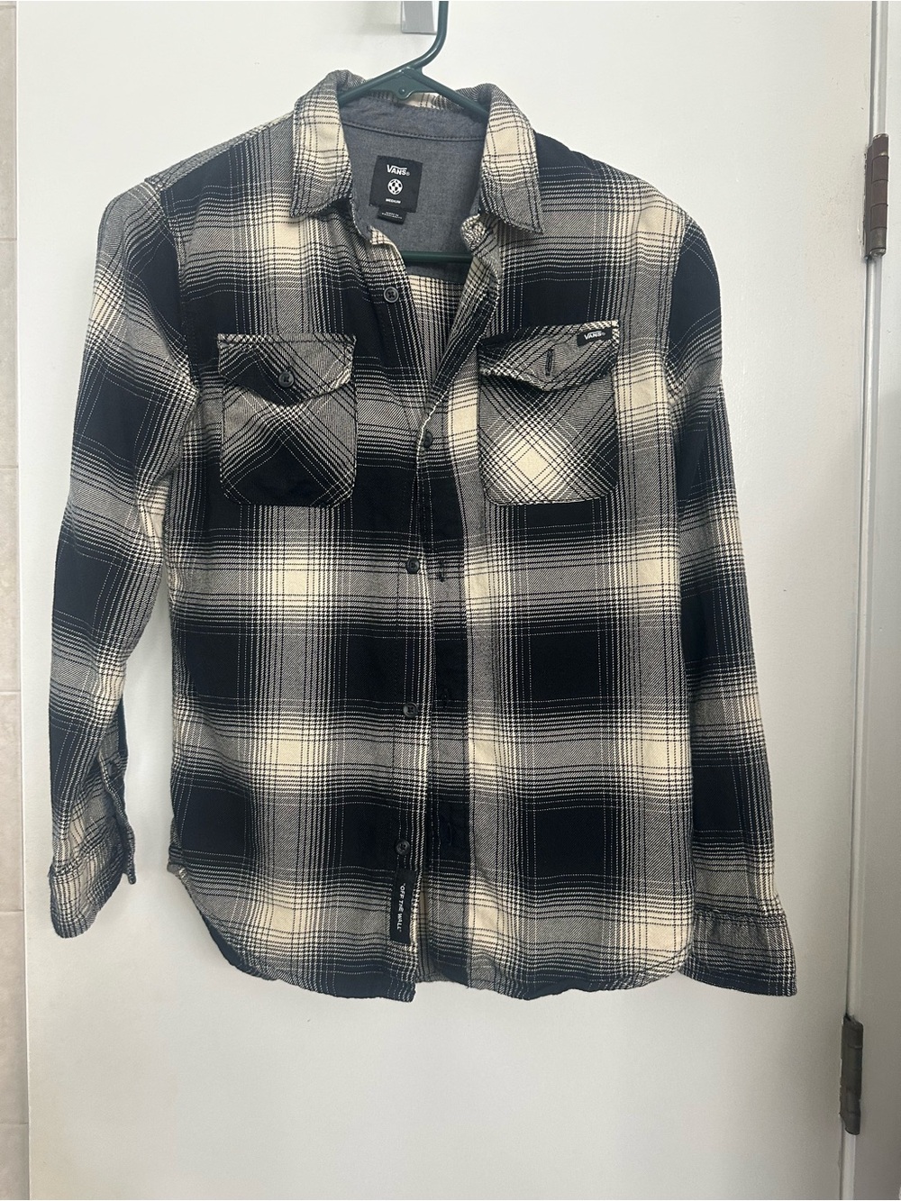 Vans Black and Cream Plaid Shirt Jacket